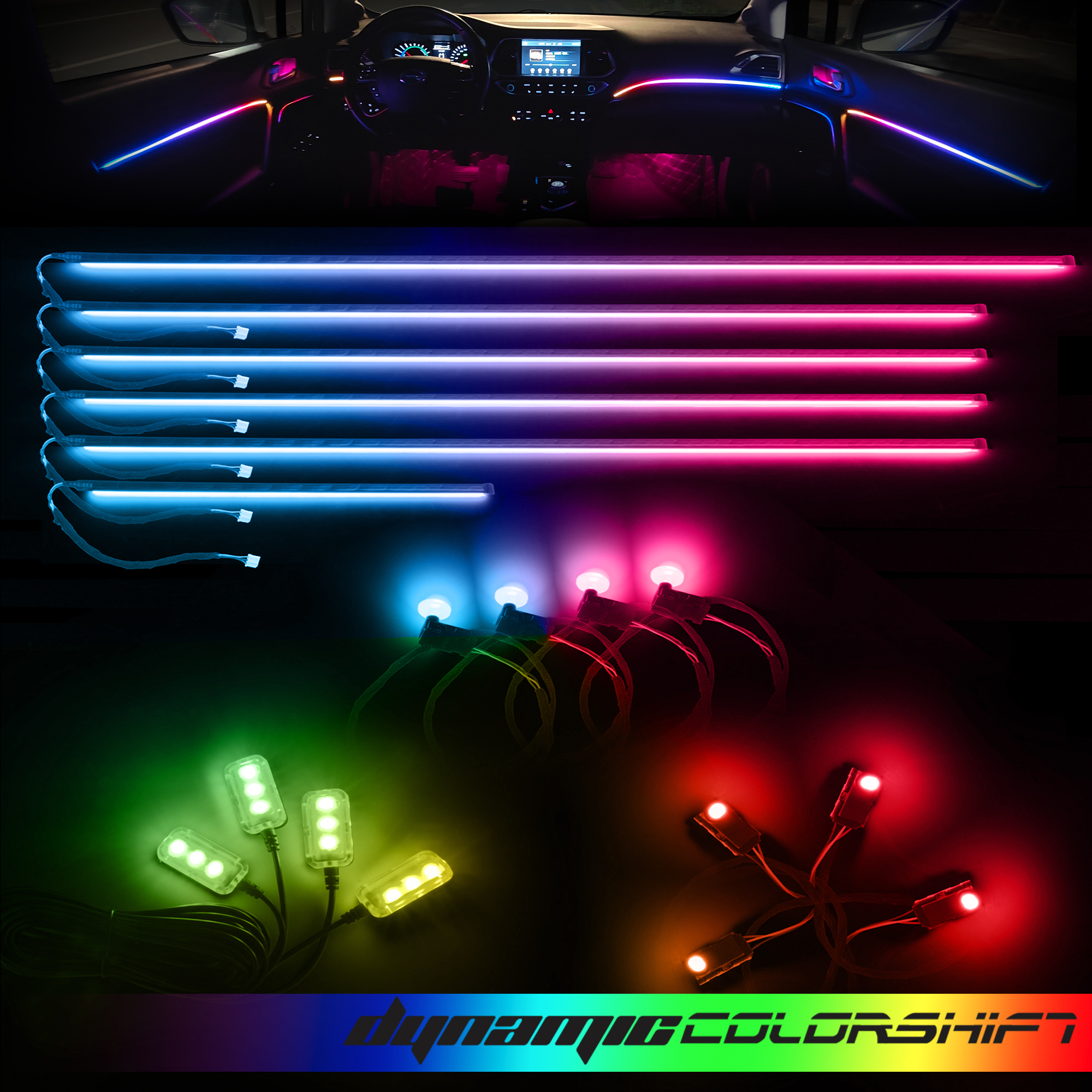 18 Piece Universal Full LED Interior Dash Board Kit